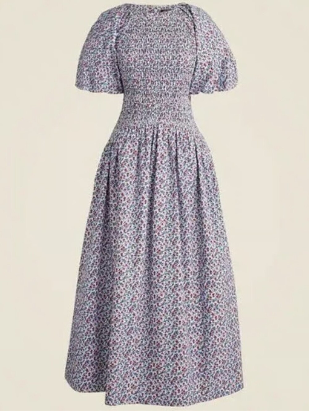 J. Crew Meadow Midi Dress Cotton Poplin Floral Smocked Puff Sleeves Size XL - Picture 2 of 14